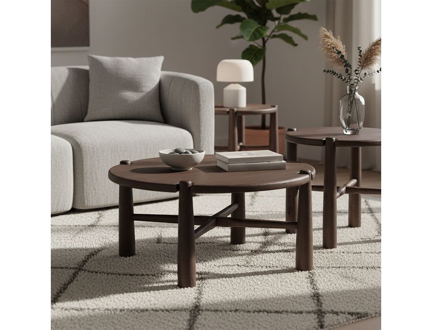 Carlyn Round Coffee Table in Dark Walnut