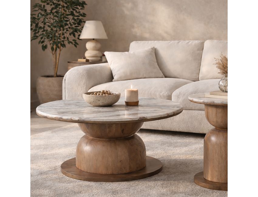 Martina Round Coffee Table in Walnut