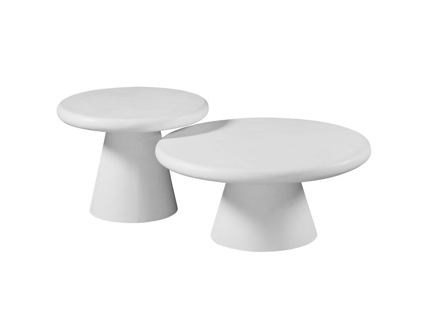 Galio 2pc Round Coffee Table Set in White