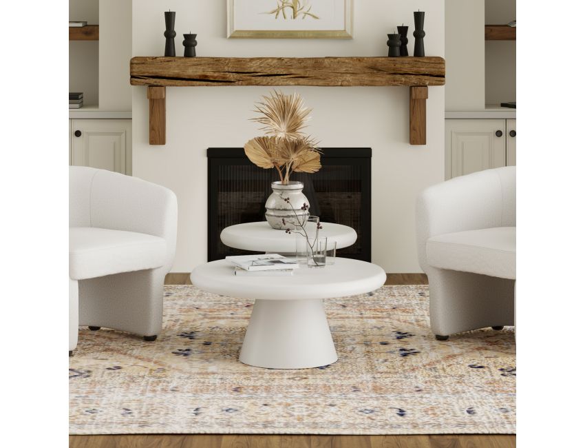 Galio 2pc Round Coffee Table Set in White