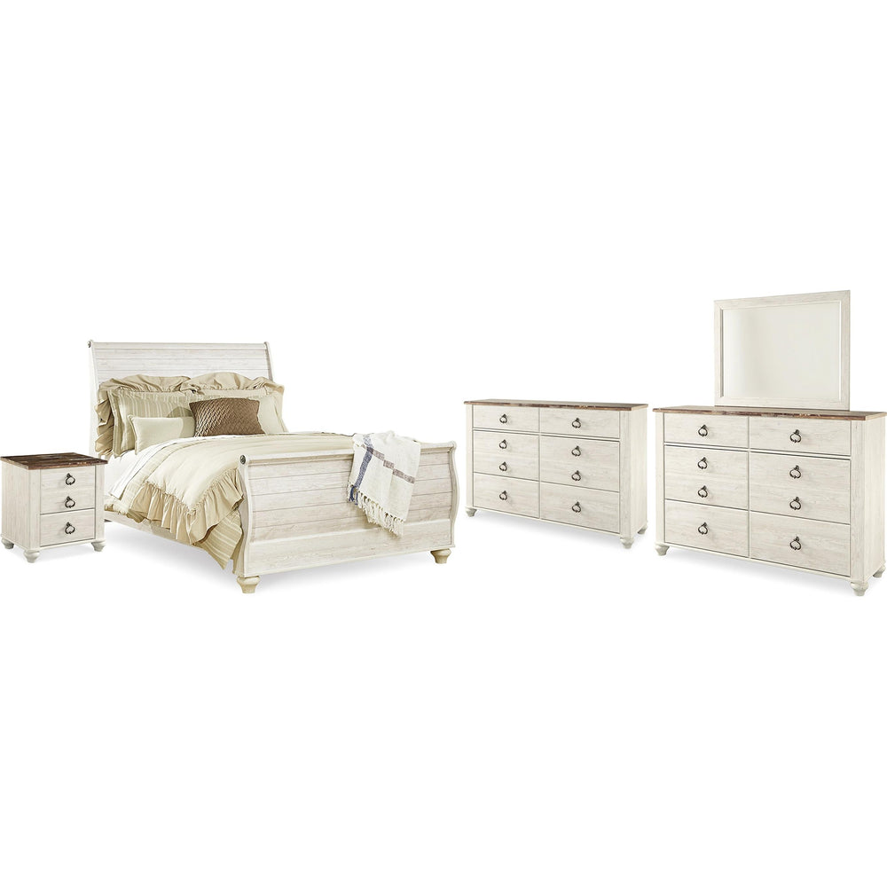  Signature Design by Ashley Willowton B267B58 8 pc Queen Sleigh Bedroom Set IMAGE 1