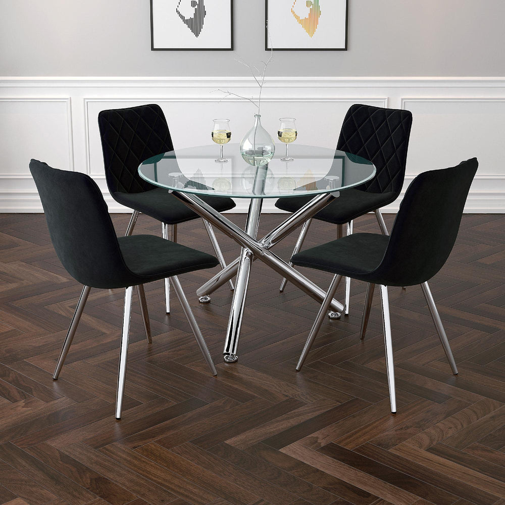  Worldwide Home Furnishings Solara Ii 201-160-40 Round Dining Table - Chrome IMAGE 3