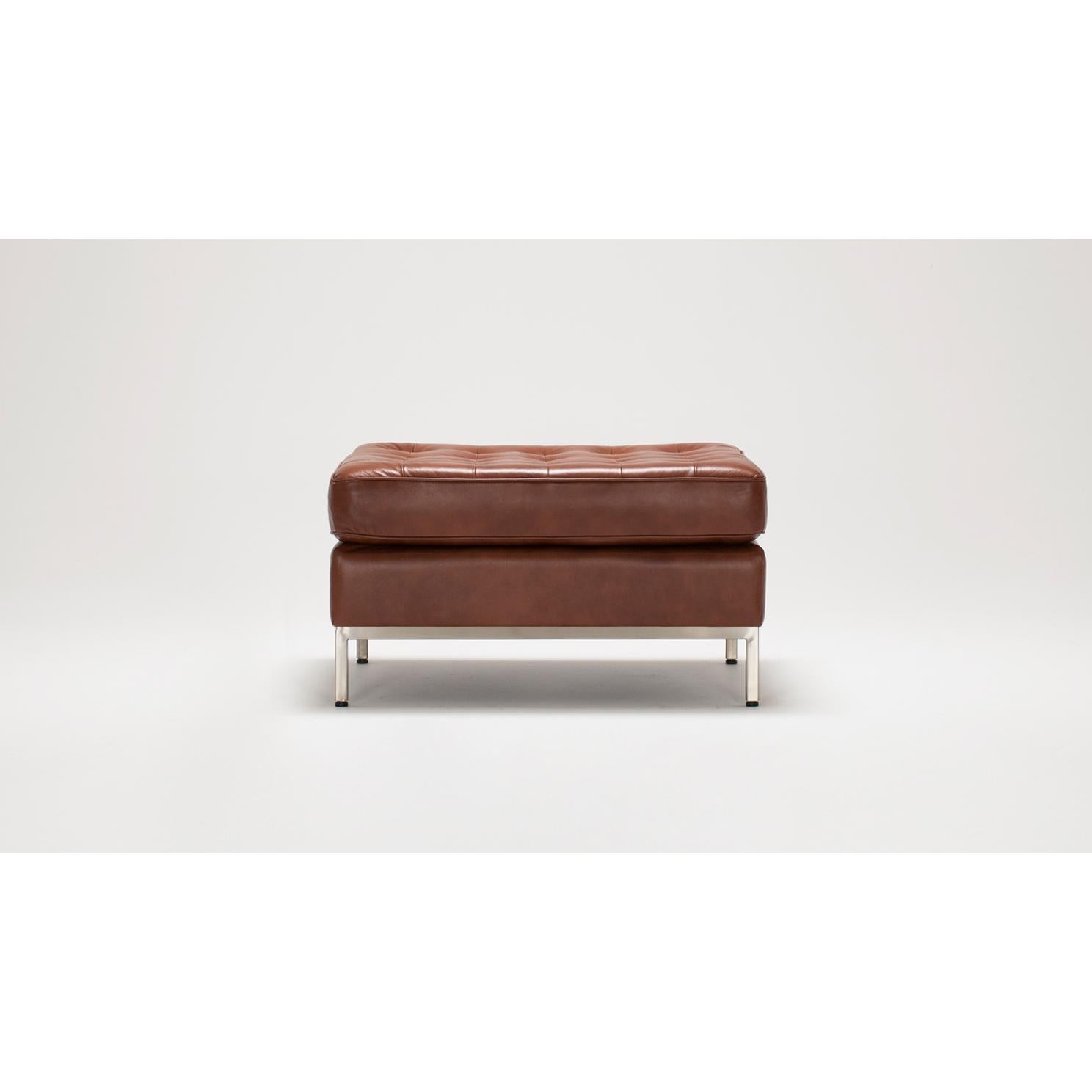  EQ3 Reverie Leather Ottoman 37095-04-GR100 IMAGE 2