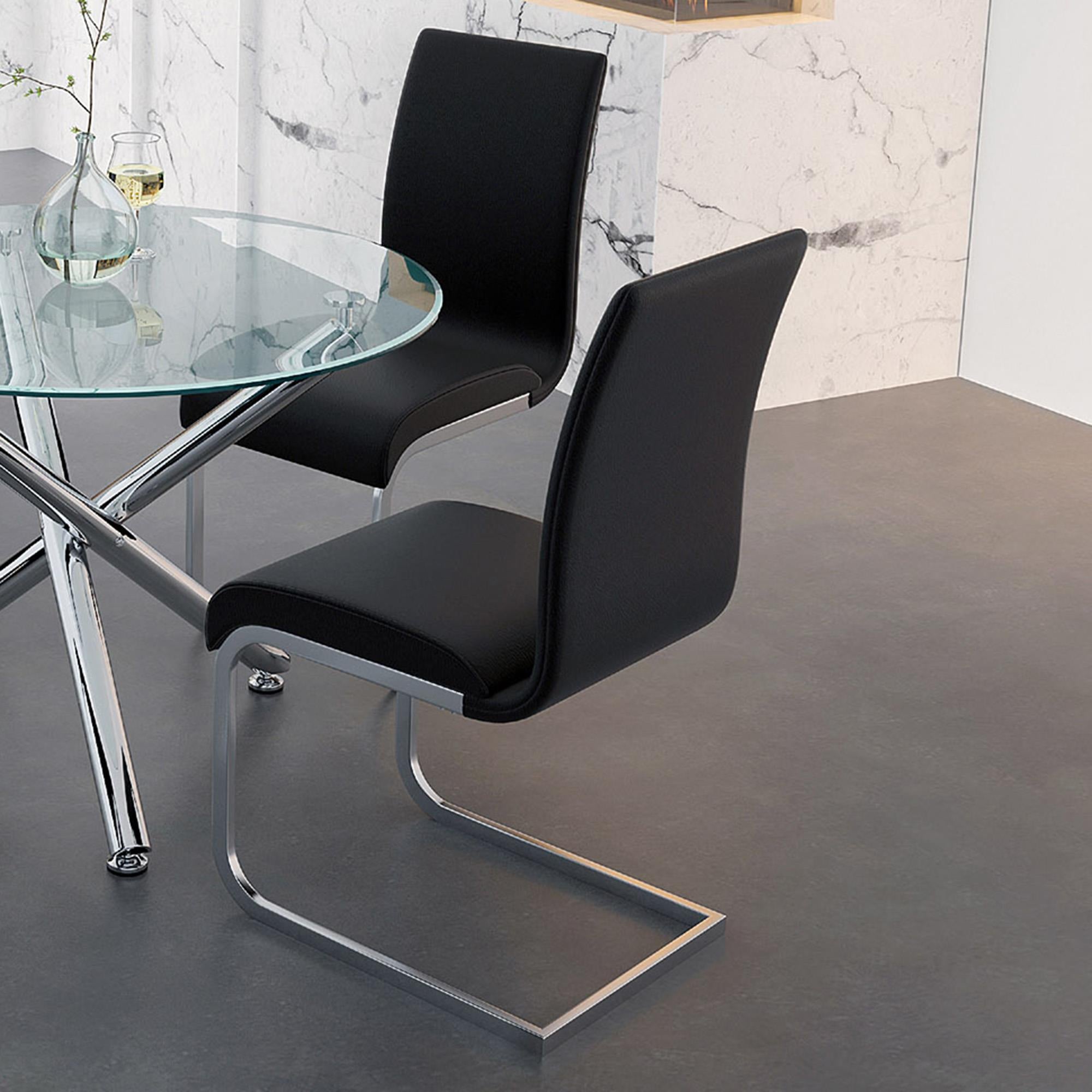  Worldwide Home Furnishings Maxim 202-489BK Dining Chair - Black and Chrome IMAGE 2