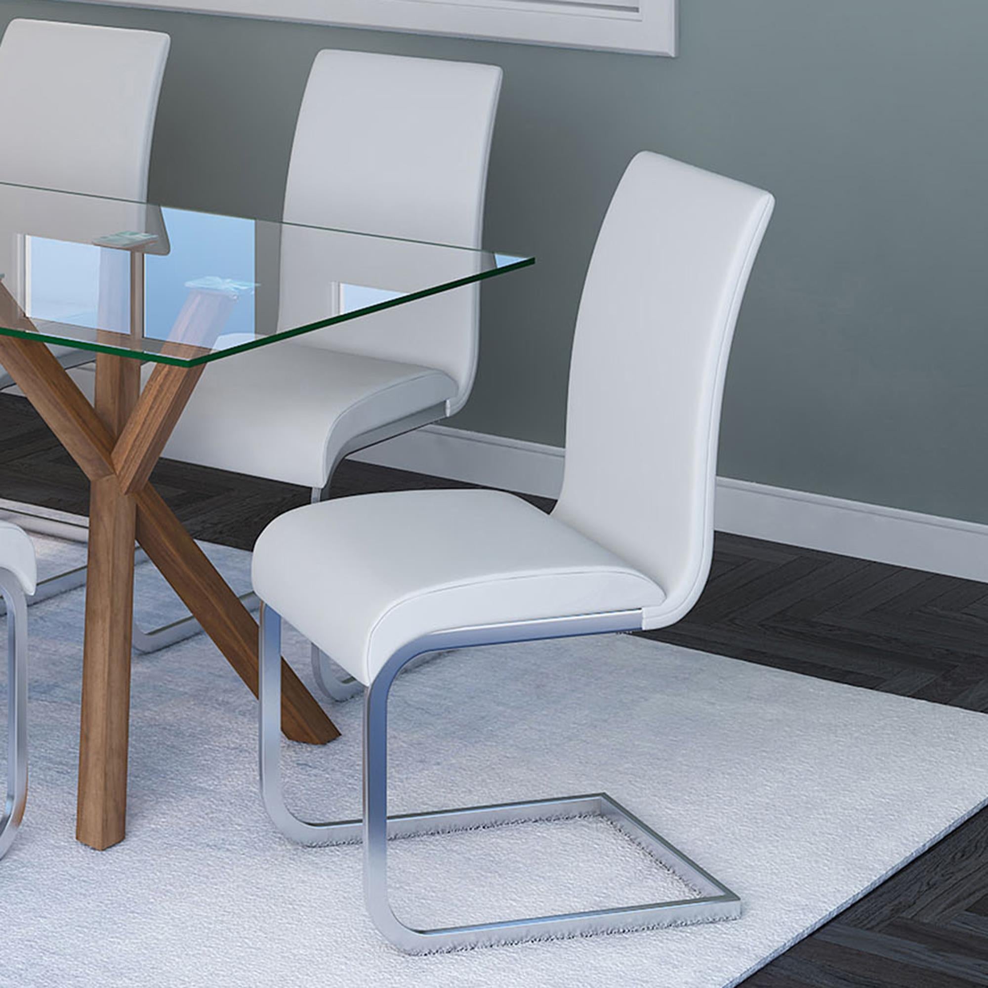  Worldwide Home Furnishings Maxim 202-489WT Dining Chair - White and Chrome IMAGE 2
