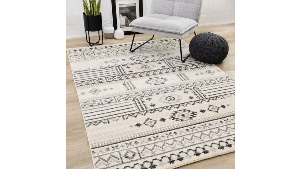 Nala Cream Grey Black Beige Southwestern Pattern Rug