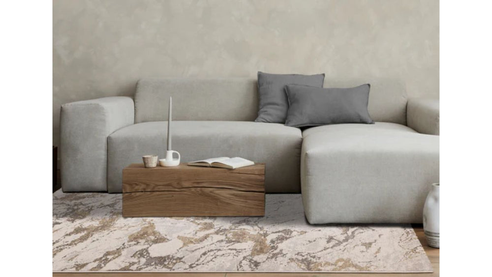 Mae White Grey Beige Marble Design Rug