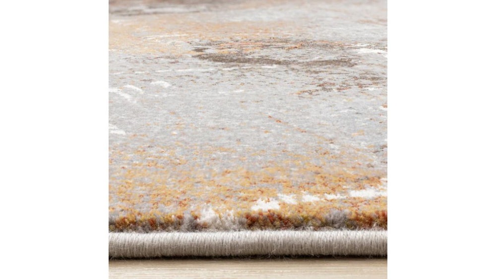 Aurora Grey Orange White Distressed Abstract Rug