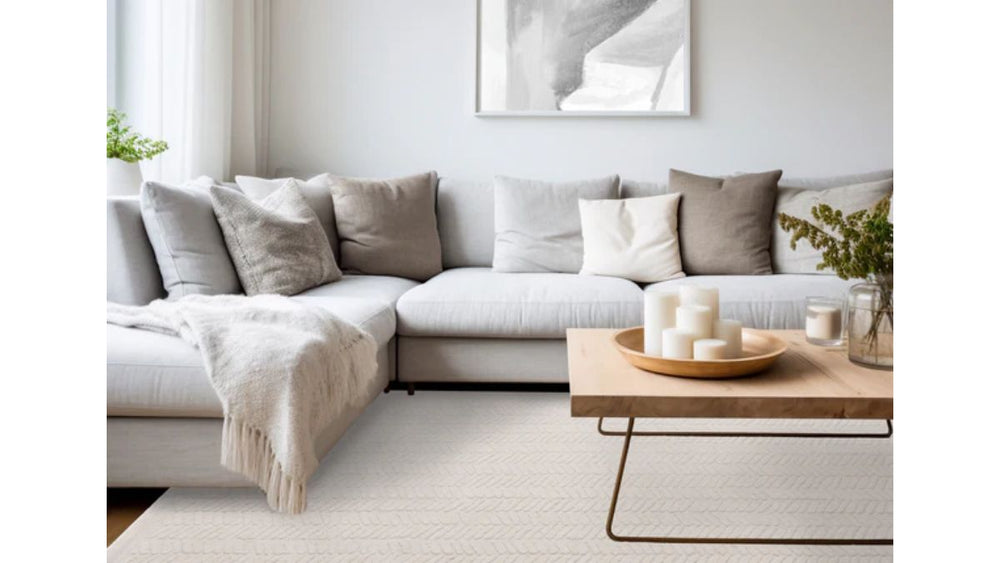 Ellington Cream Herringbone Columns Rug