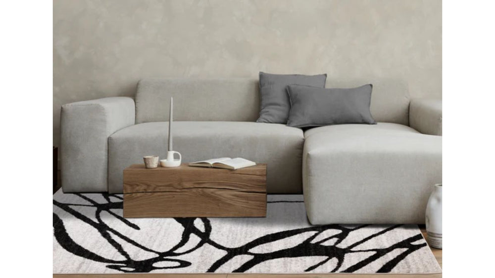 Eclipse Grey Black Drizzle Swirl Rug