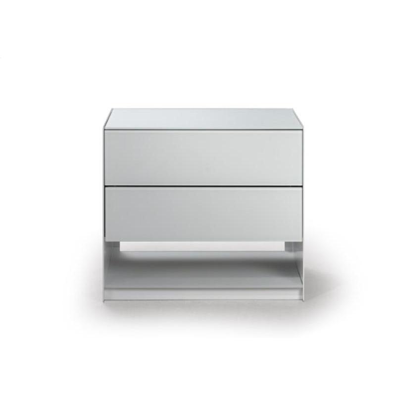  Trica Furniture Absolute 2-Drawer Nightstand Absolute 25" 2 Drawer Nightstand - Glossy White and Neige Glass IMAGE 1