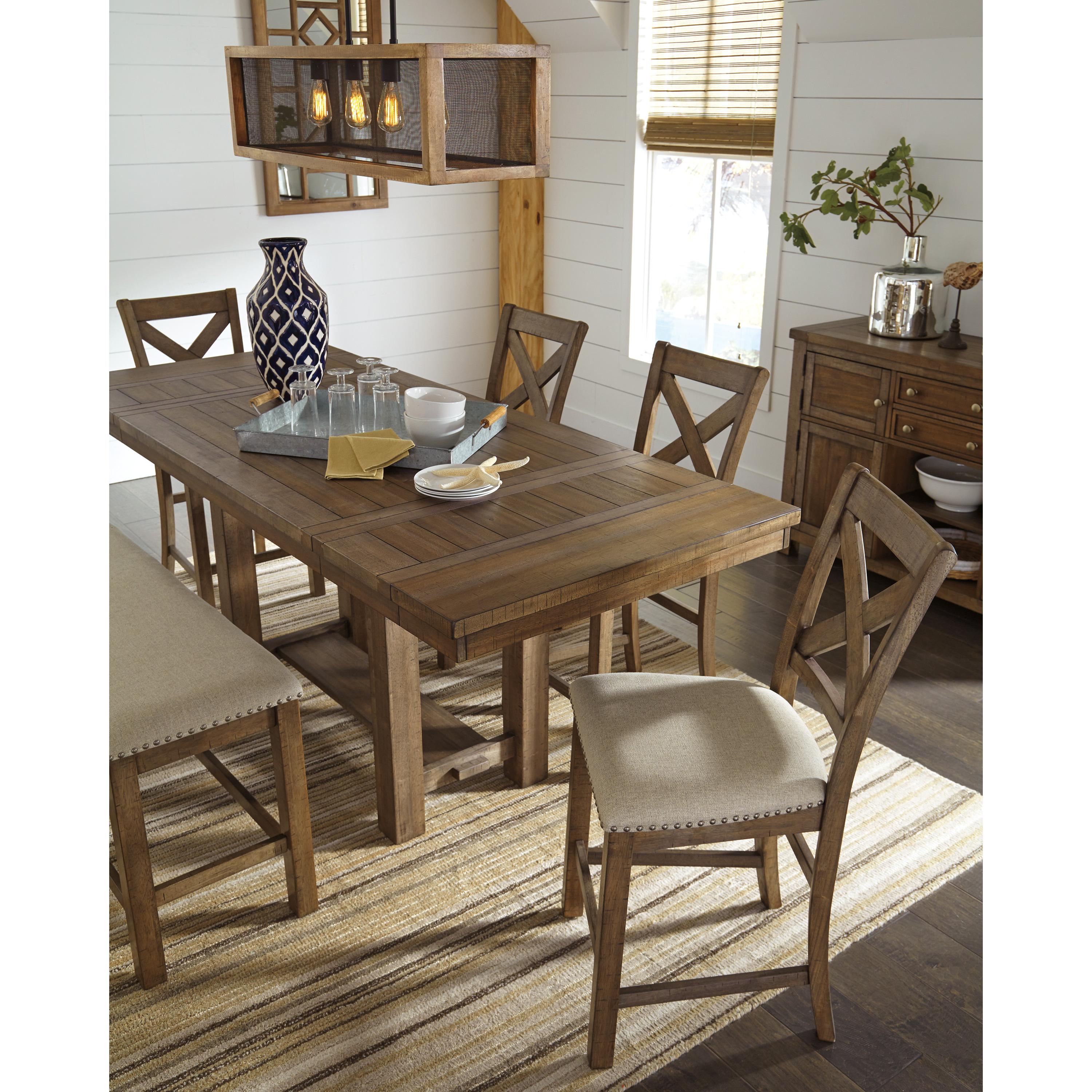  Signature Design by Ashley Moriville Counter Height Dining Table with Pedestal Base D631-32 IMAGE 5