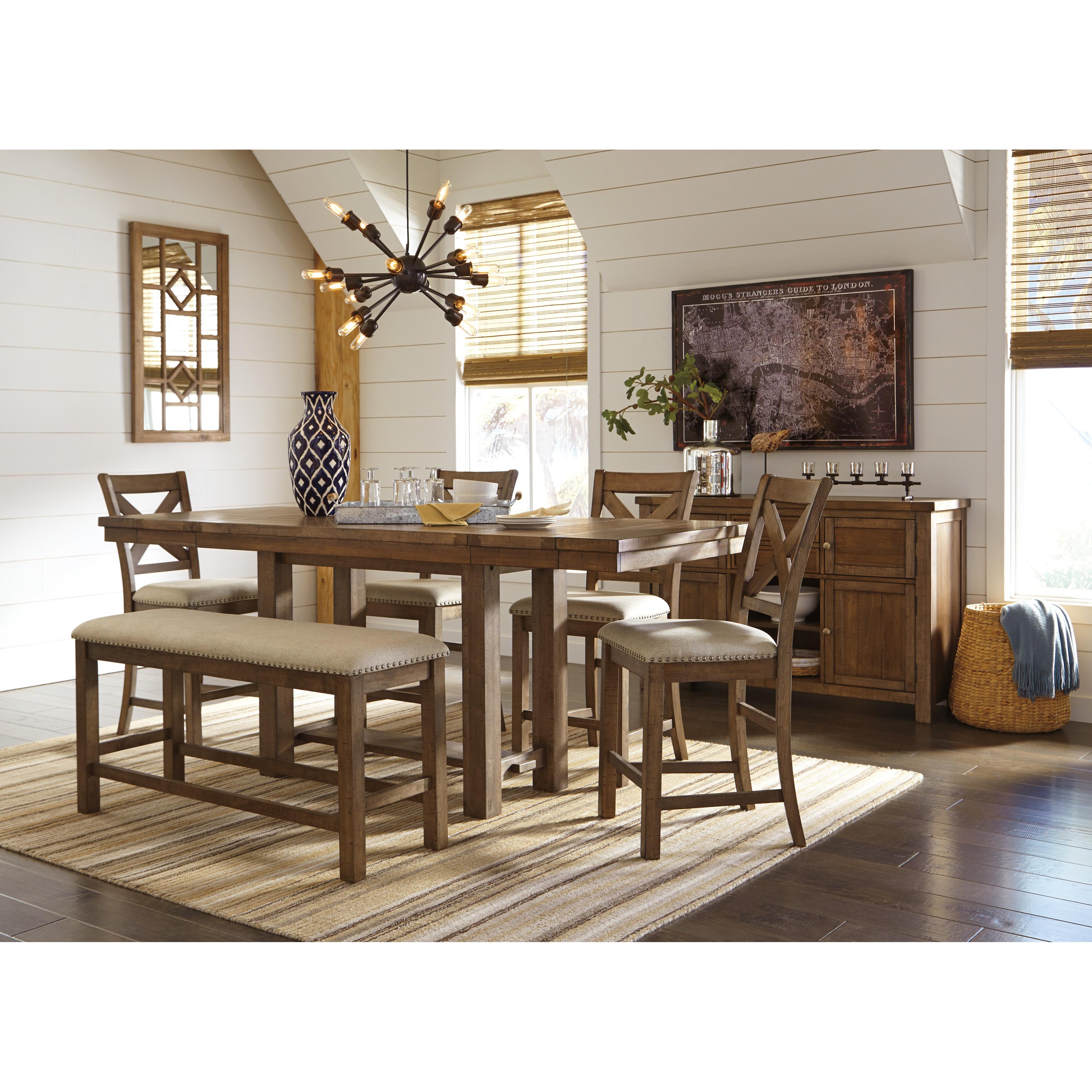  Signature Design by Ashley Moriville Counter Height Dining Table with Pedestal Base D631-32 IMAGE 8
