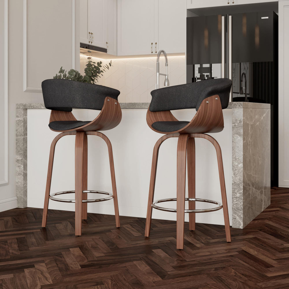  !nspire Holt 203-981CH 26" Counter Stool - Charcoal and Walnut IMAGE 2