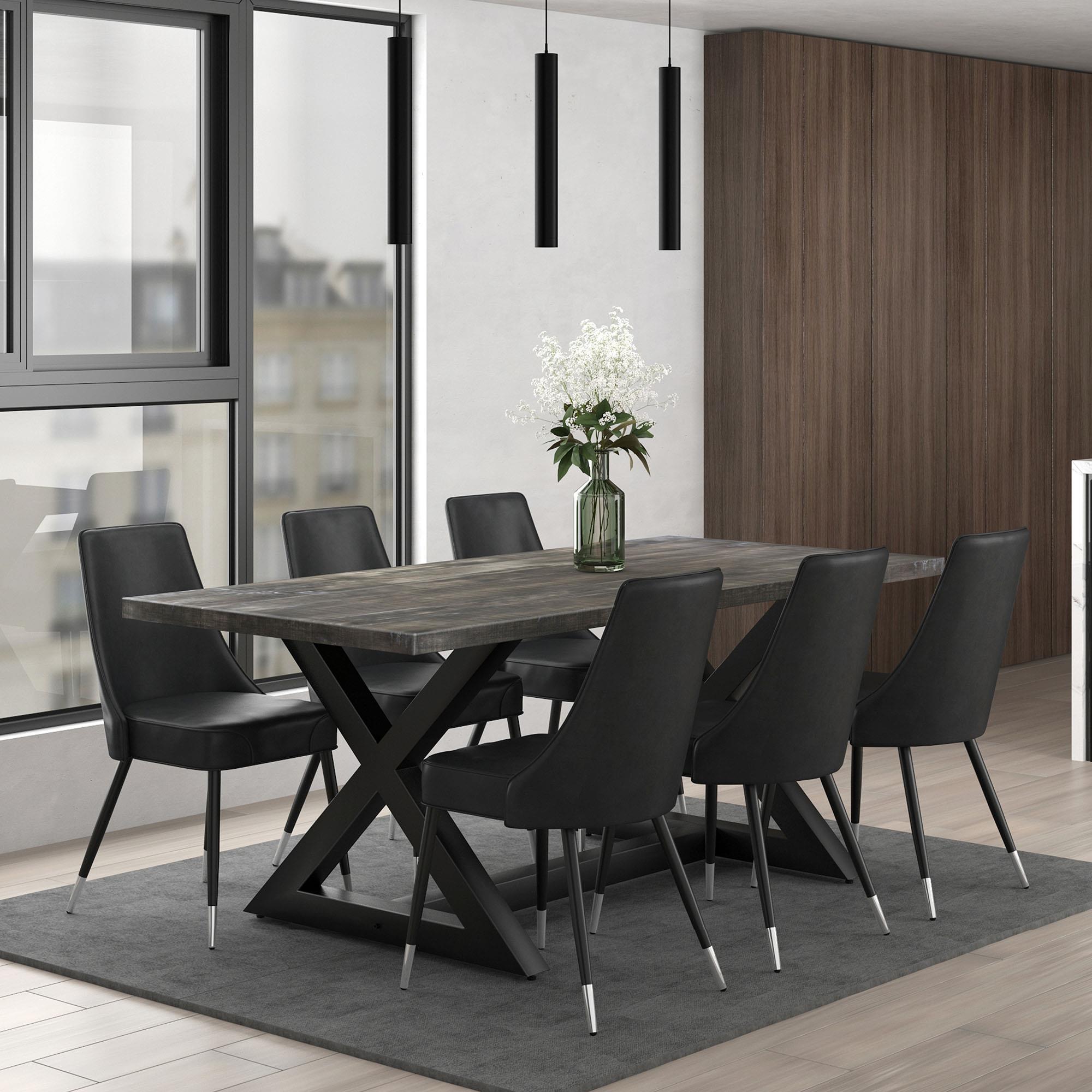  !nspire Zax 201-147DG Rectangular Dining Table - Distressed Grey IMAGE 2