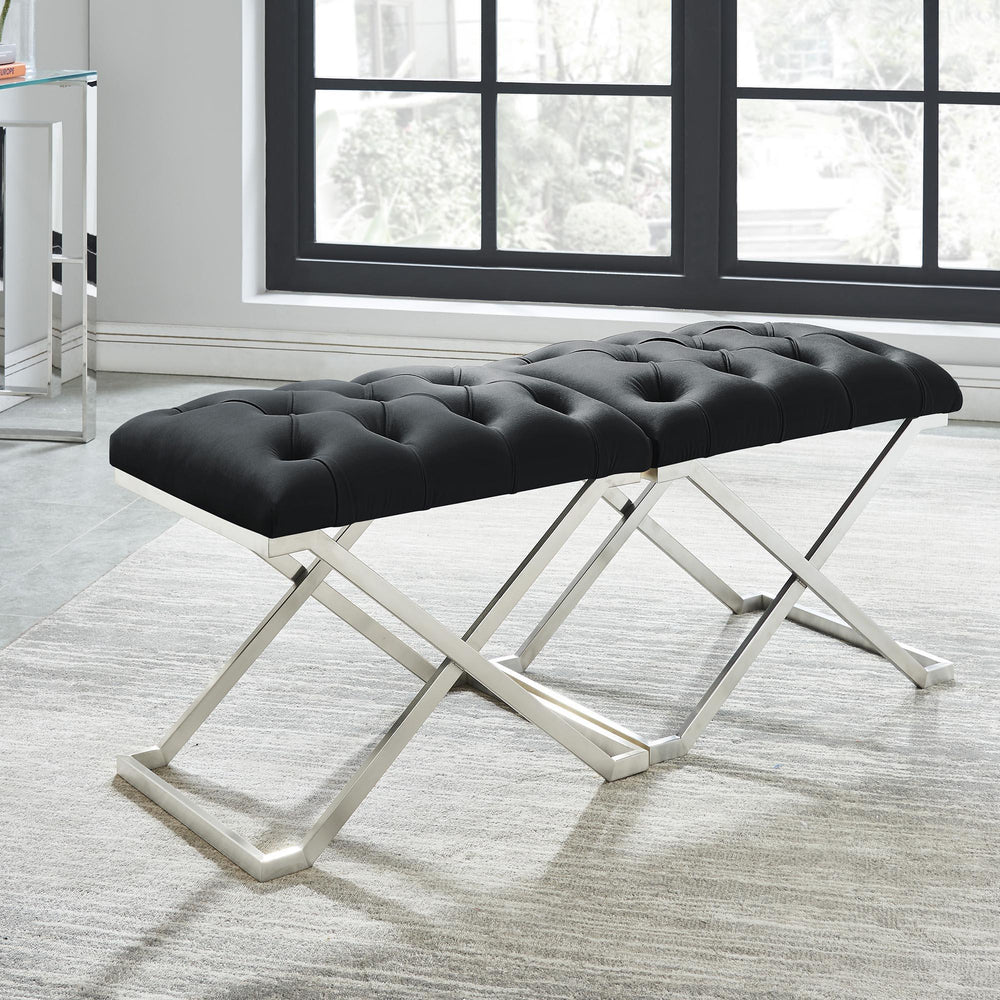  !nspire Aldo 401-103BK Bench - Black and Silver IMAGE 4