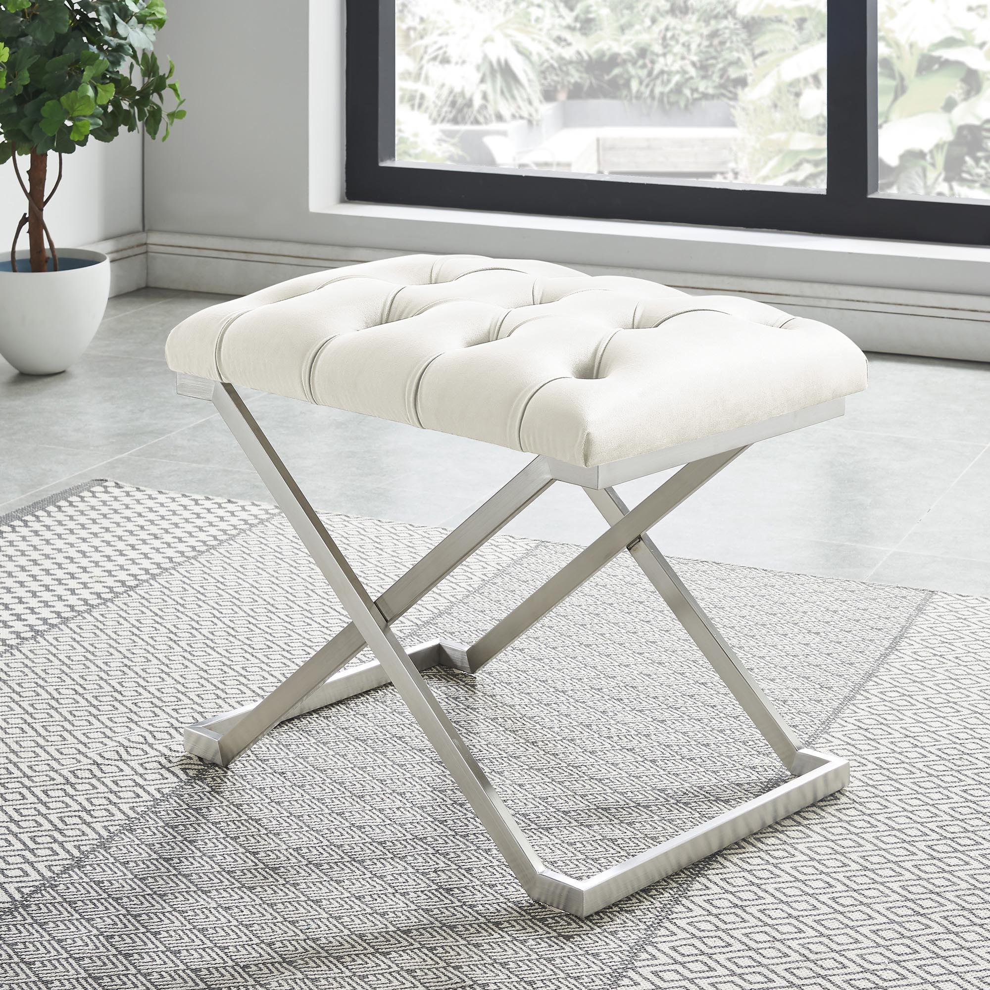  !nspire Aldo 401-103IV Bench - Ivory and Silver IMAGE 2