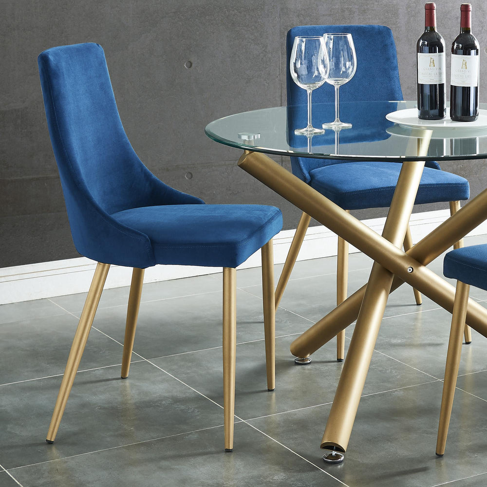  !nspire Carmilla 202-353BLU Dining Chair - Blue and Aged Gold IMAGE 2