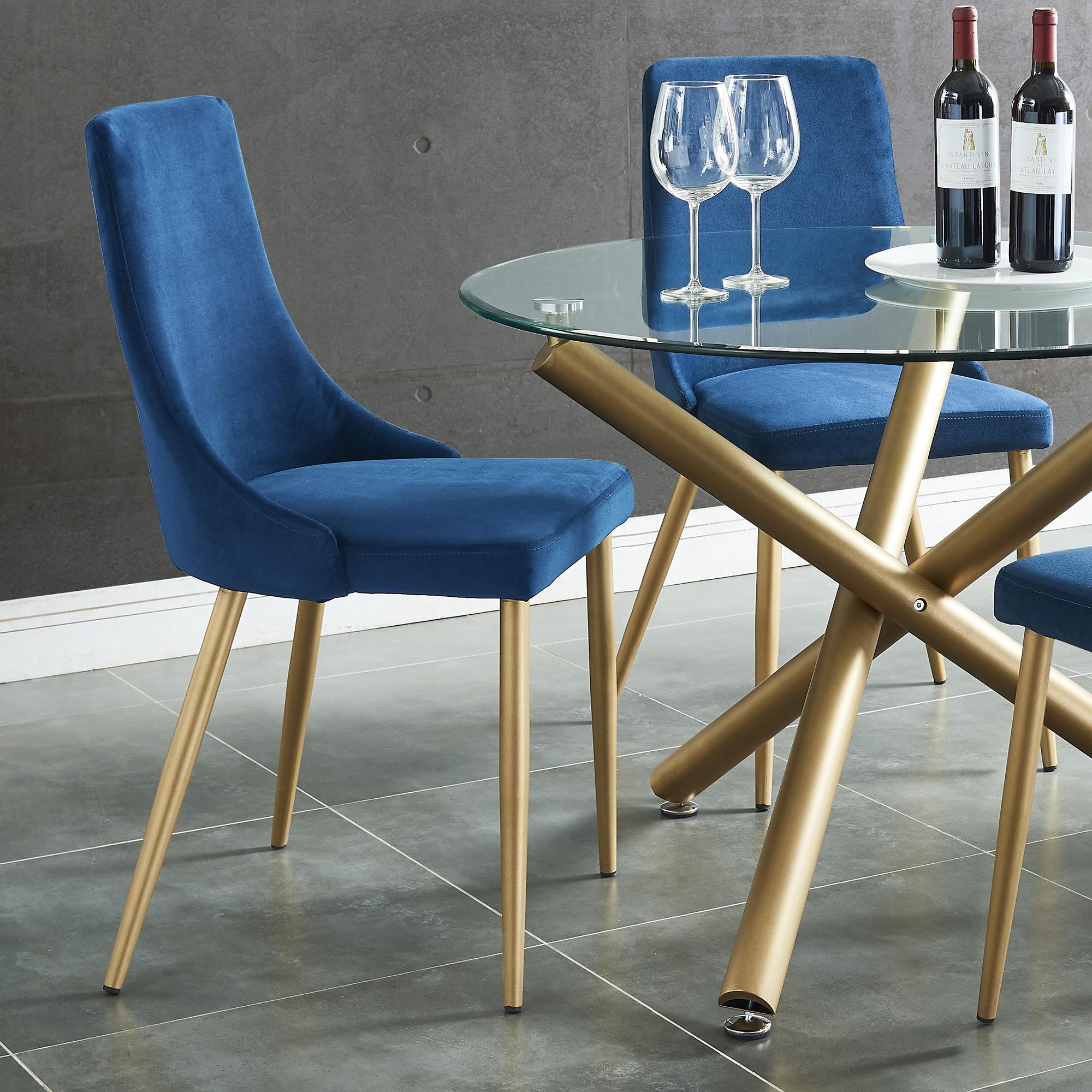  !nspire Carmilla 202-353BLU Dining Chair - Blue and Aged Gold IMAGE 2