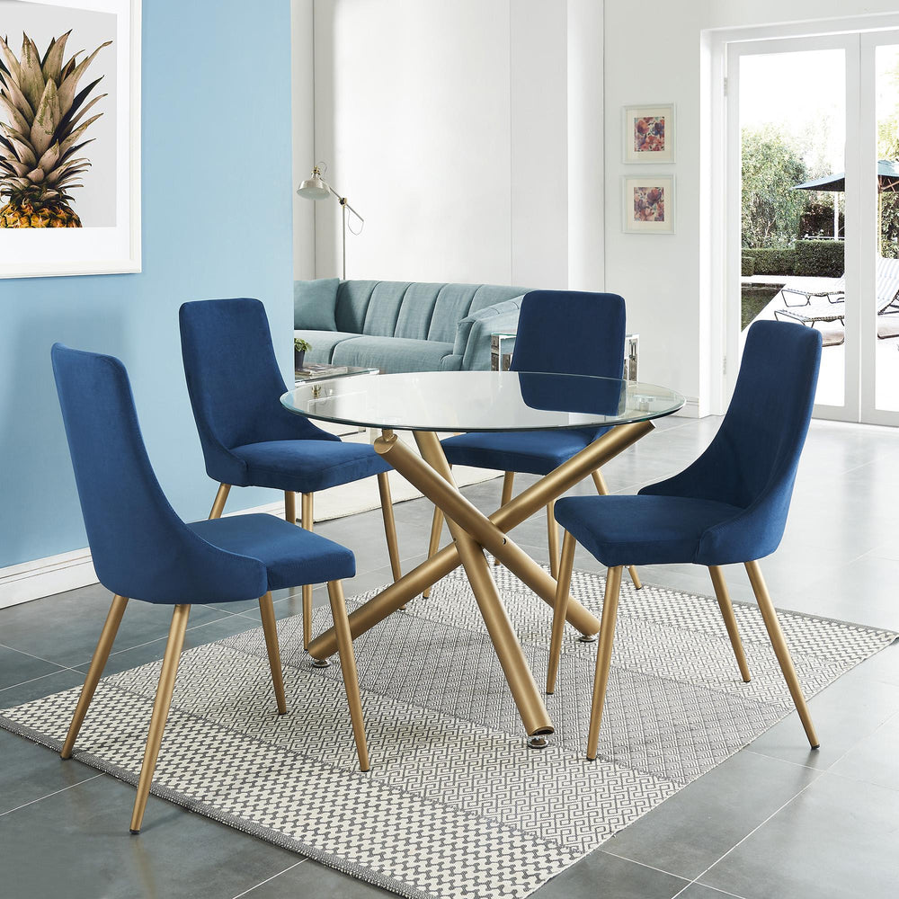  !nspire Carmilla 202-353BLU Dining Chair - Blue and Aged Gold IMAGE 5