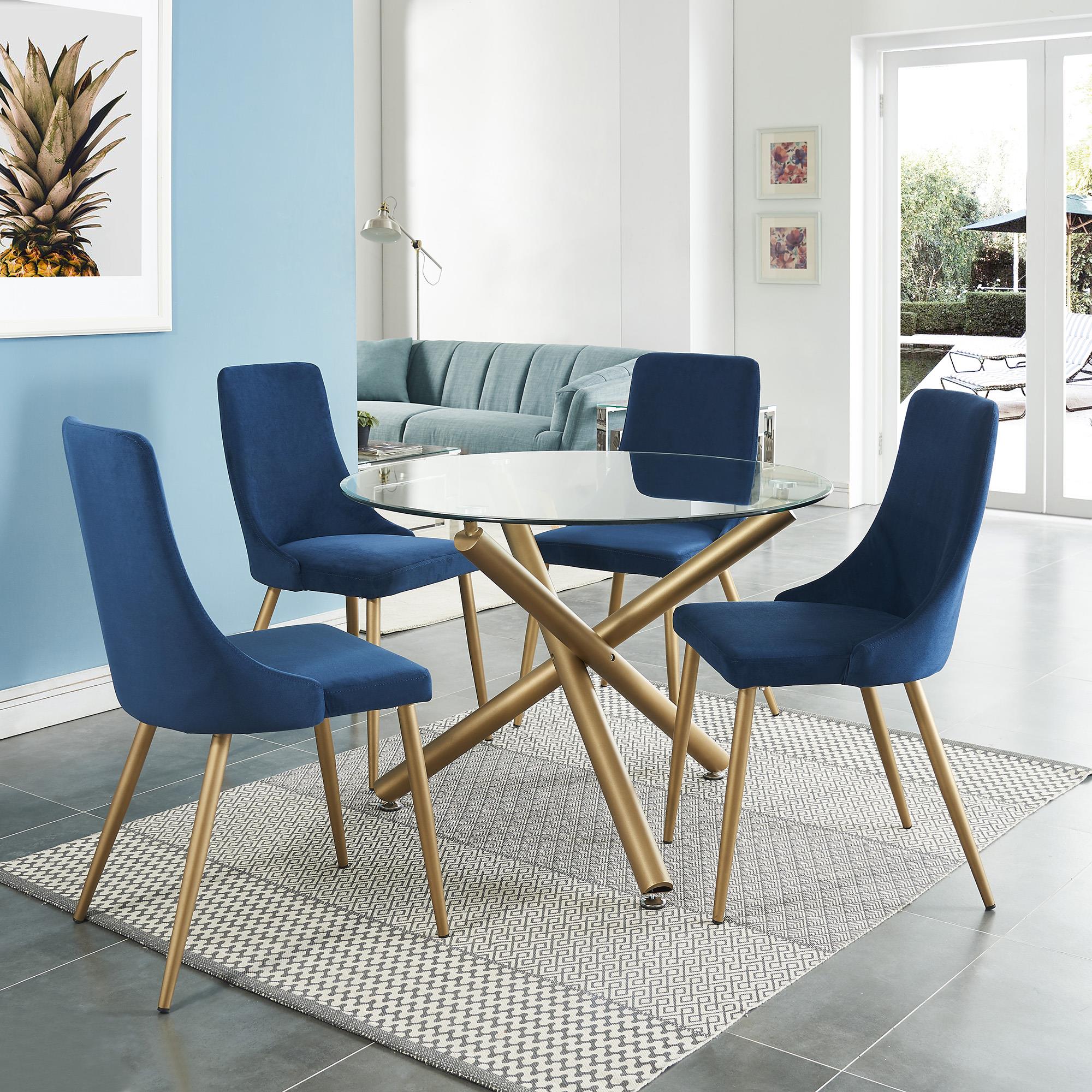  !nspire Carmilla 202-353BLU Dining Chair - Blue and Aged Gold IMAGE 5