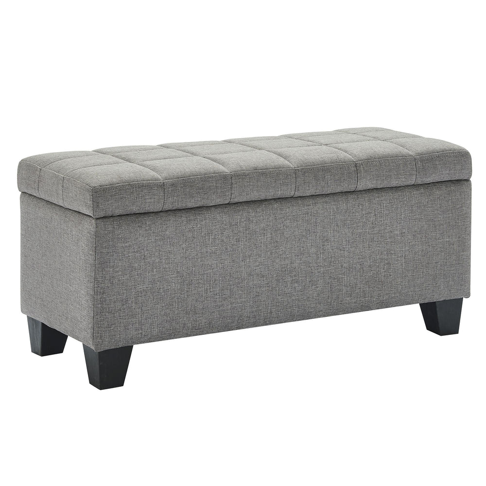  Worldwide Home Furnishings Lila 402-777GY Rectangular Storage Ottoman Bench - Grey IMAGE 1