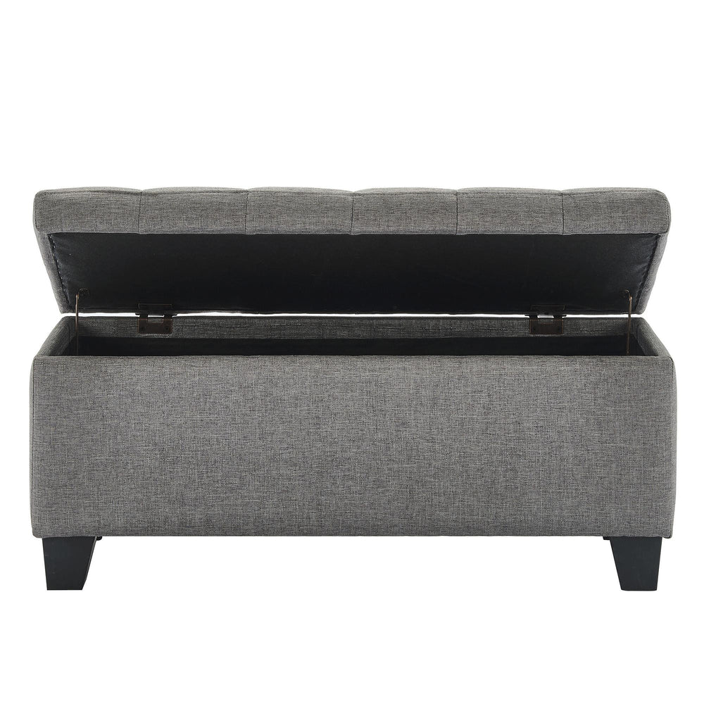  Worldwide Home Furnishings Lila 402-777GY Rectangular Storage Ottoman Bench - Grey IMAGE 3