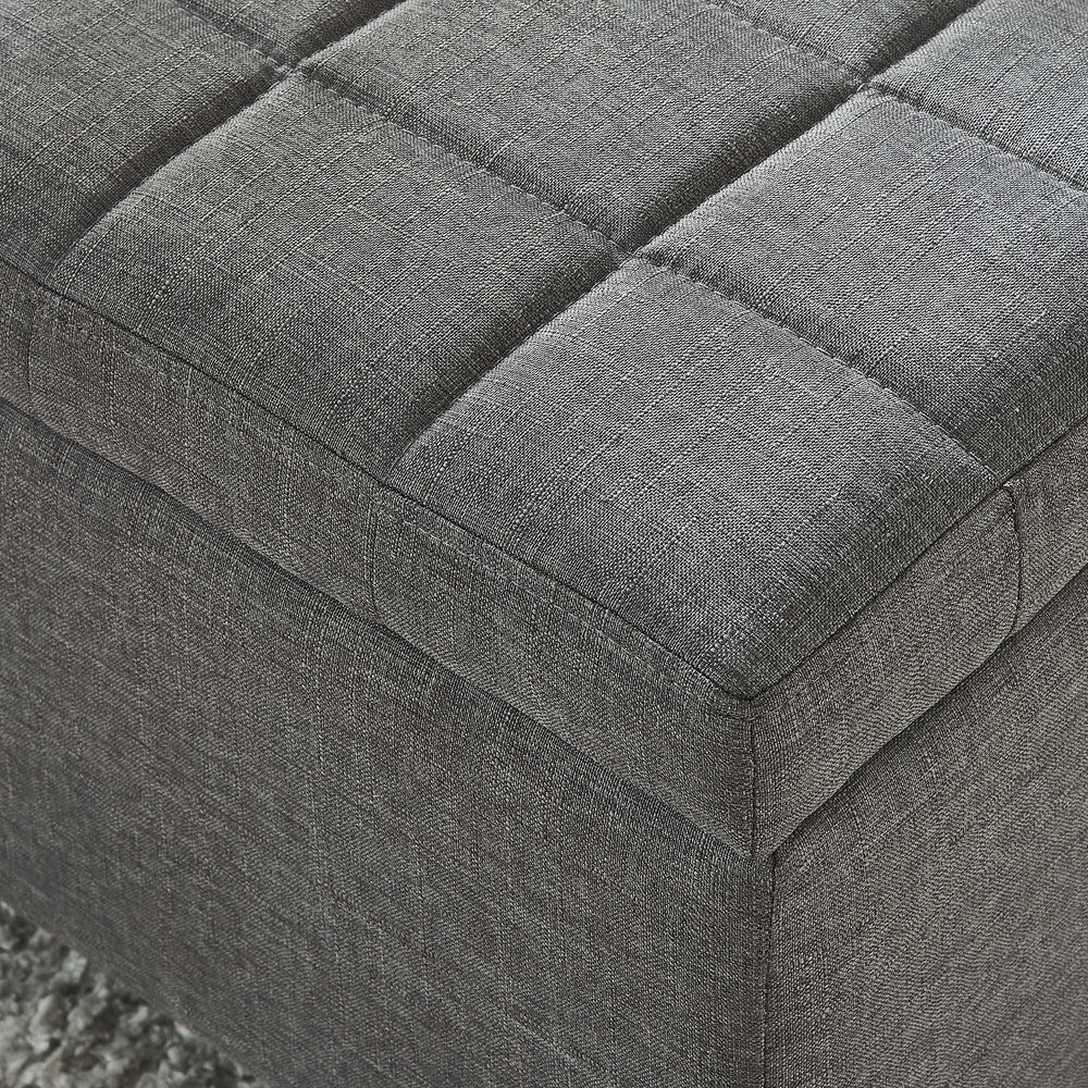  Worldwide Home Furnishings Lila 402-777GY Rectangular Storage Ottoman Bench - Grey IMAGE 4
