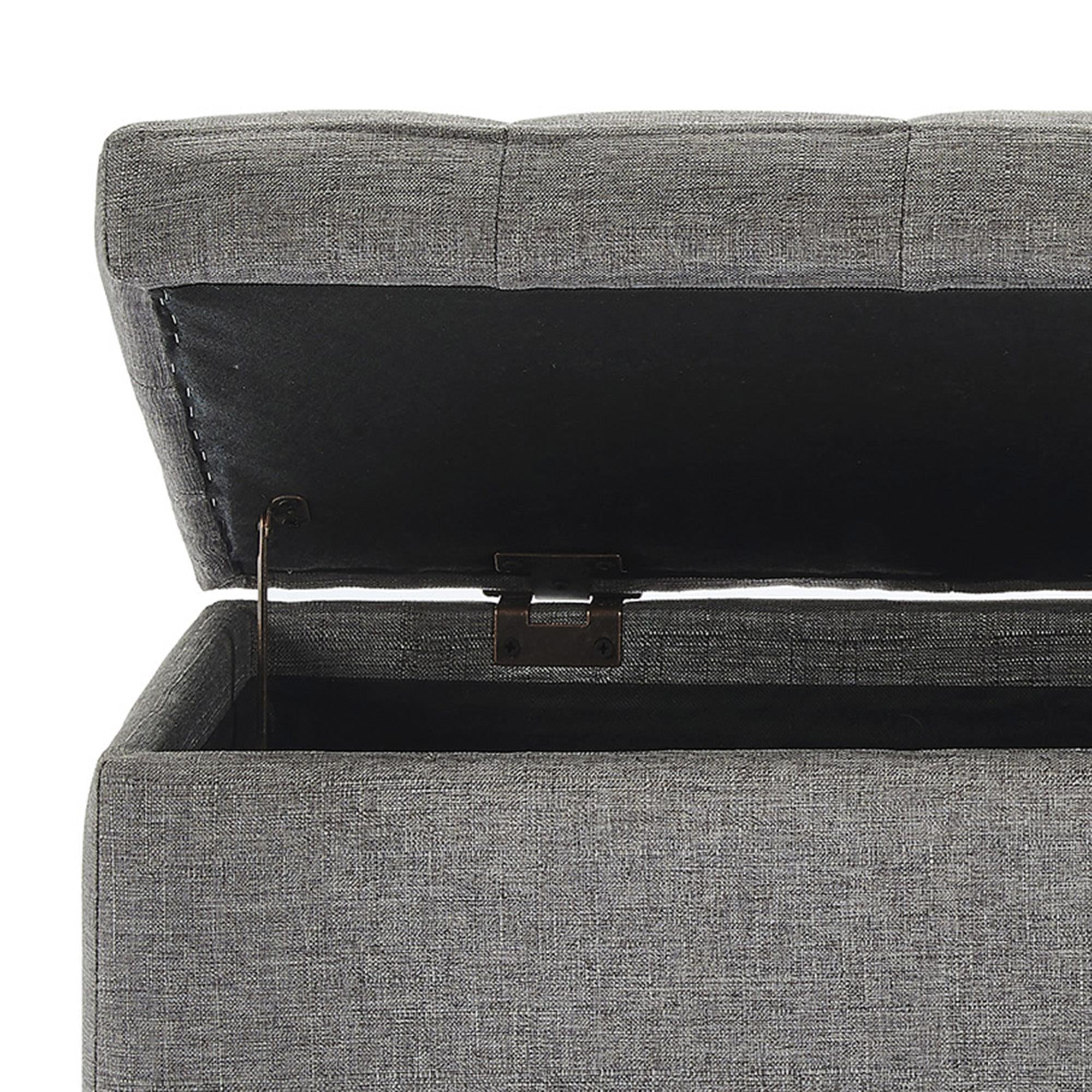  Worldwide Home Furnishings Lila 402-777GY Rectangular Storage Ottoman Bench - Grey IMAGE 6