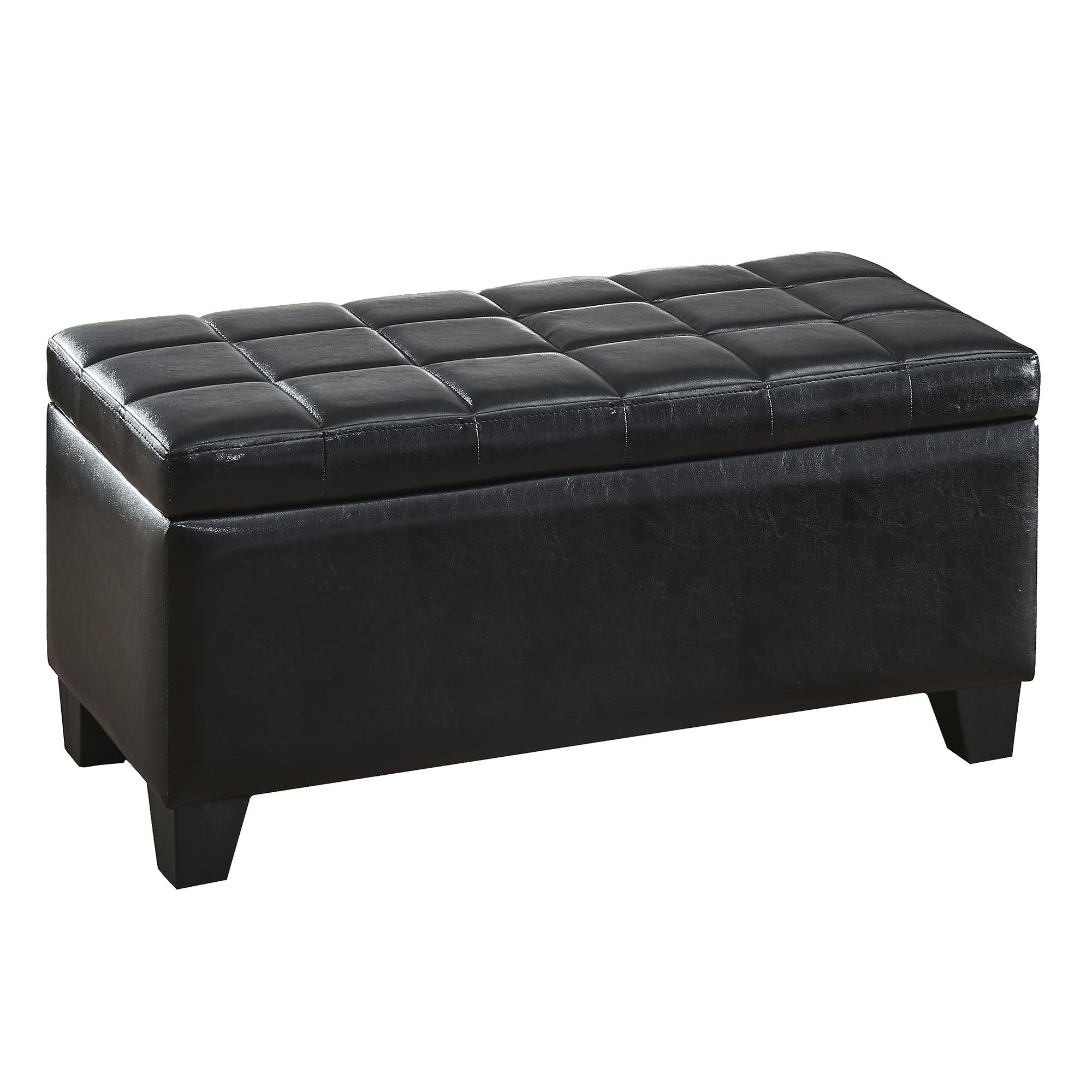  Worldwide Home Furnishings Winston 402-257BK Rectangular Storage Ottoman Bench - Black IMAGE 1