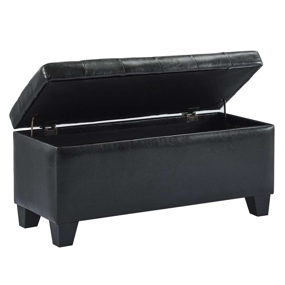  Worldwide Home Furnishings Winston 402-257BK Rectangular Storage Ottoman Bench - Black IMAGE 3