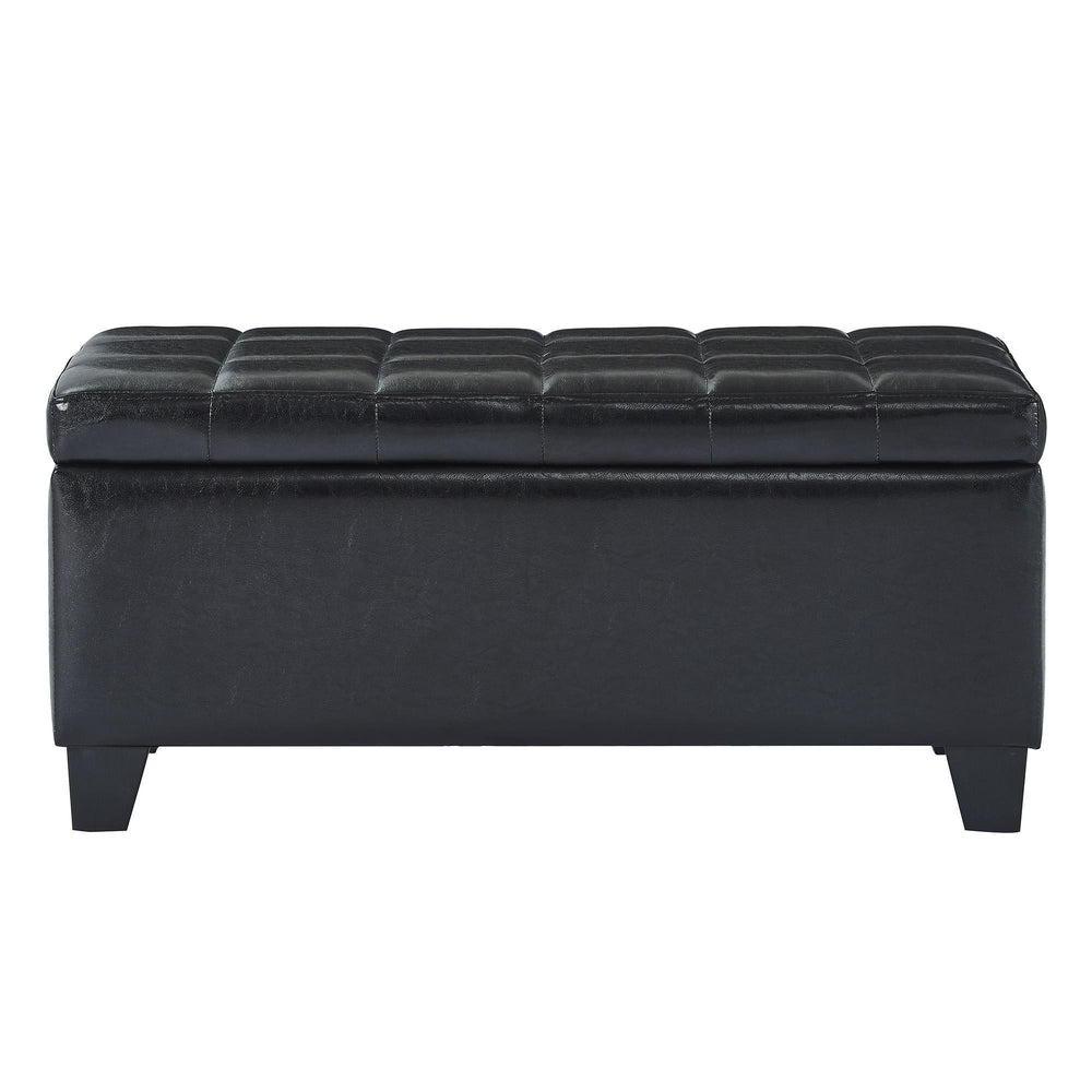  Worldwide Home Furnishings Winston 402-257BK Rectangular Storage Ottoman Bench - Black IMAGE 4