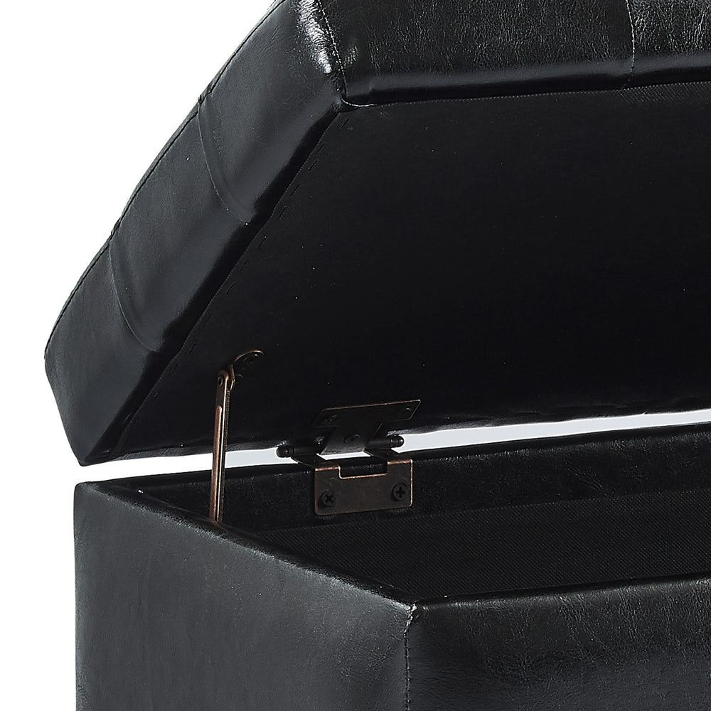  Worldwide Home Furnishings Winston 402-257BK Rectangular Storage Ottoman Bench - Black IMAGE 6