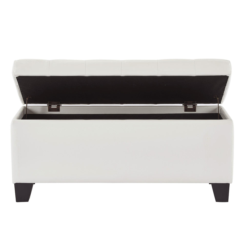  Worldwide Home Furnishings Winston 402-257WT Rectangular Storage Ottoman Bench - White IMAGE 3