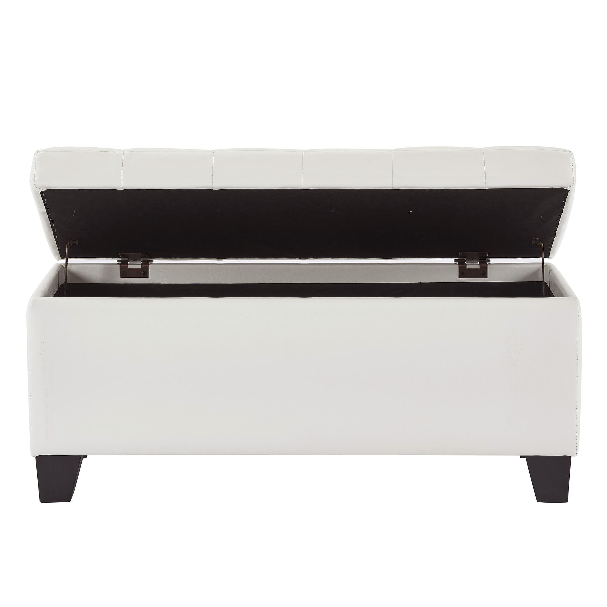  Worldwide Home Furnishings Winston 402-257WT Rectangular Storage Ottoman Bench - White IMAGE 3