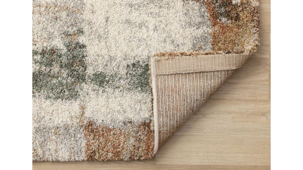 Marquis Orange White Beige Green Organic Distressed Design Rug