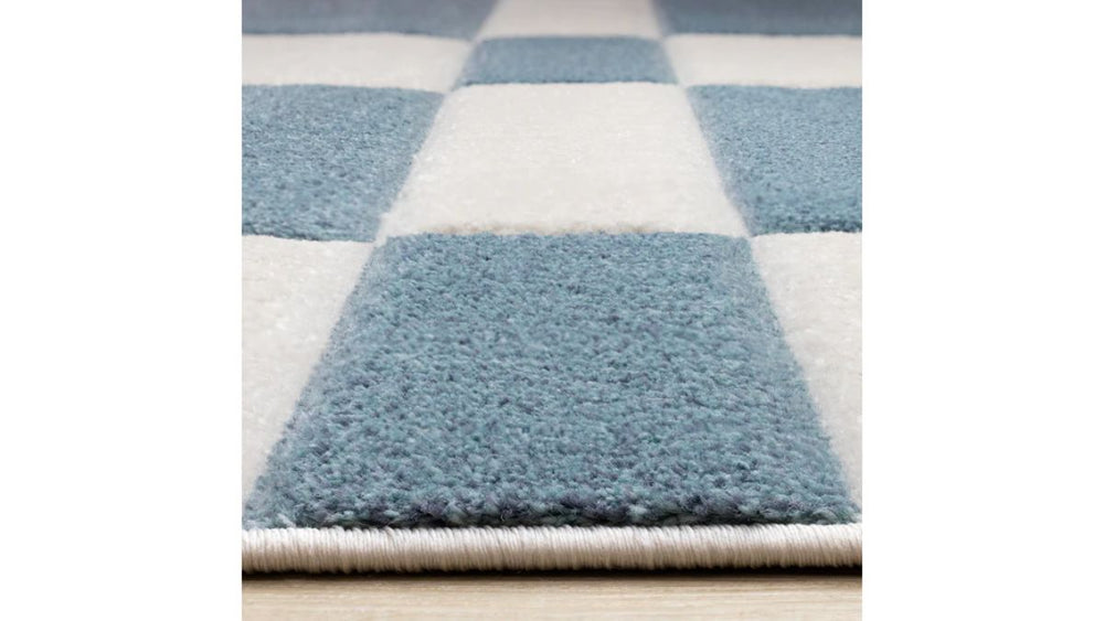 Folio Blue White Banded Rectangle Pattern Rug