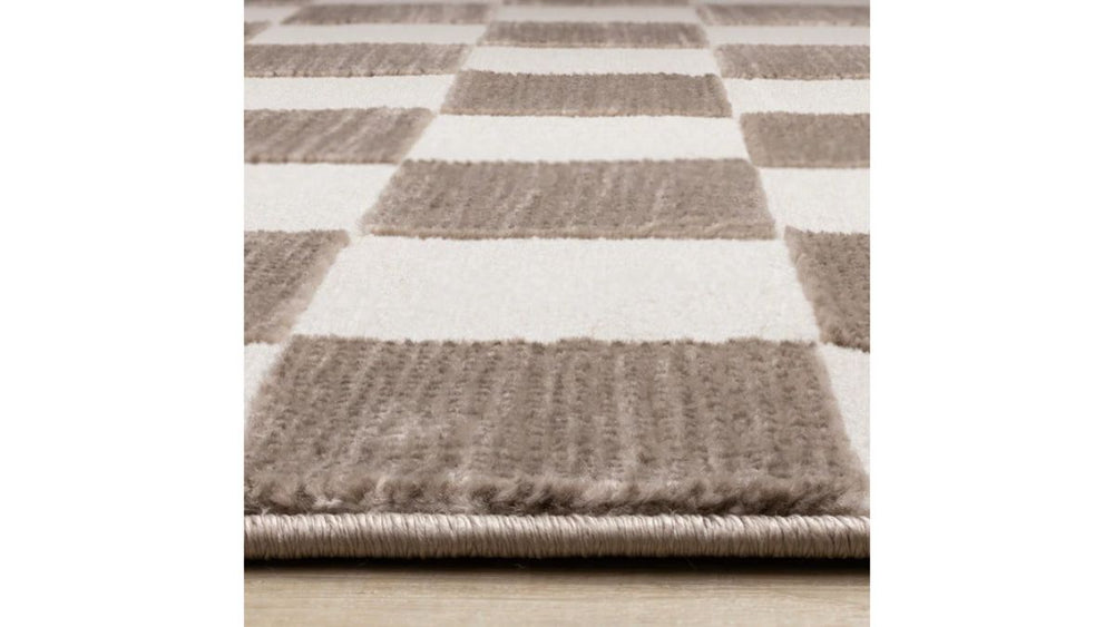 Leo Brown White Checkers Rug