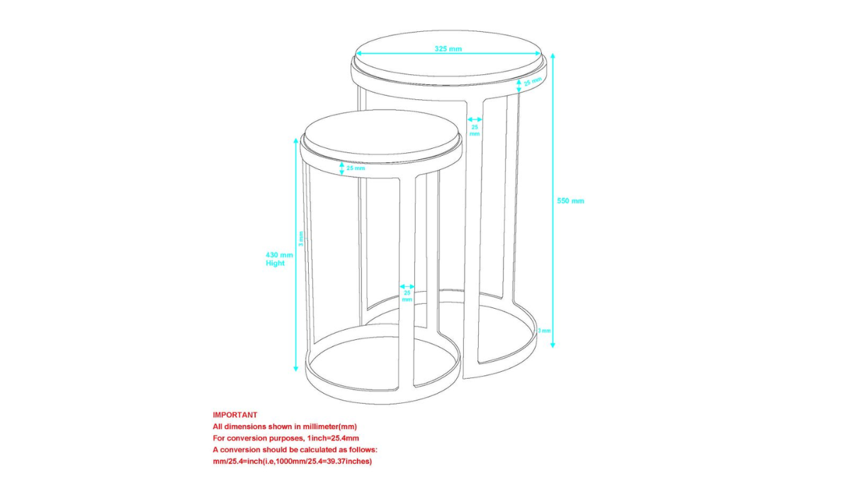 ARES END TABLE (SET OF 2)