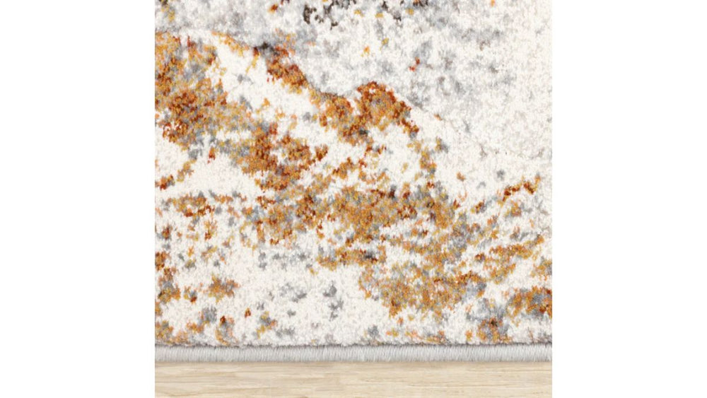 Aurora Grey Orange White Distressed Abstract Rug