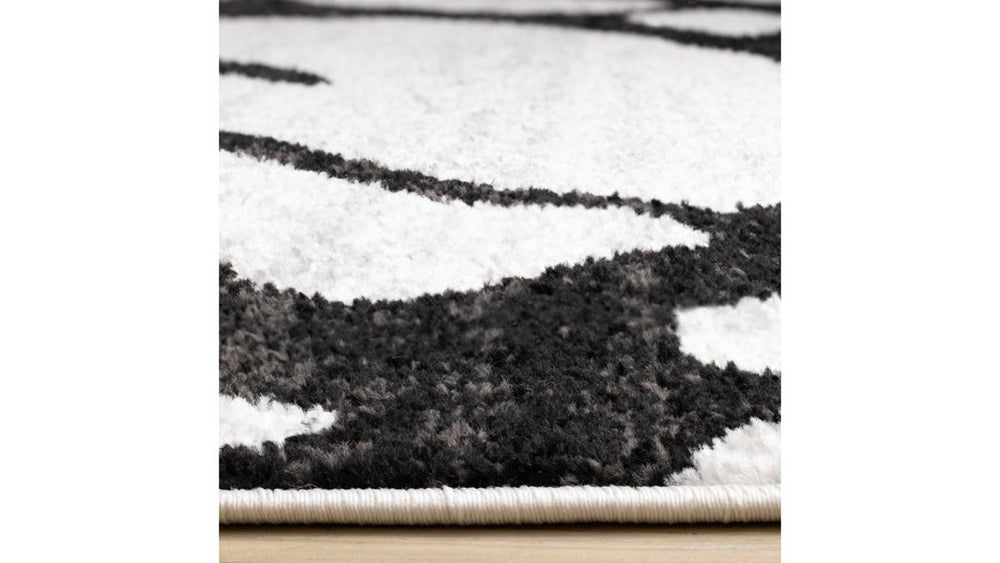 Eclipse Grey Black Drizzle Swirl Rug