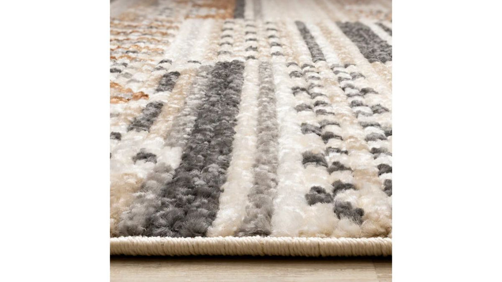 Nala Cream Grey Oxblood Striped Rows Southwestern Pattern Rug