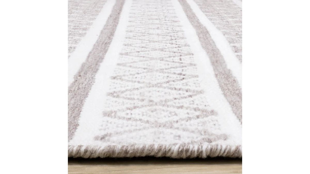 Aspen Grey Cream Striped Diamond Pattern Rug