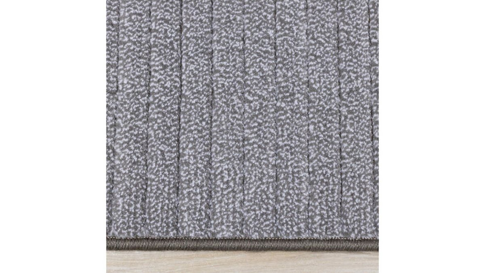 Ella Grey Carved Stripe Plush Rug