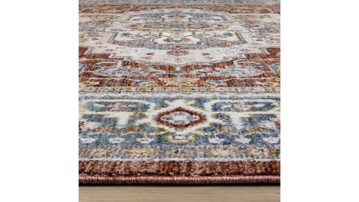 Marisa Red Blue Cream Floral Medallion Rug