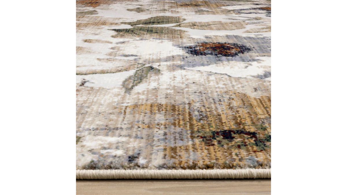 Serene Warm Toned Floral Print Rug