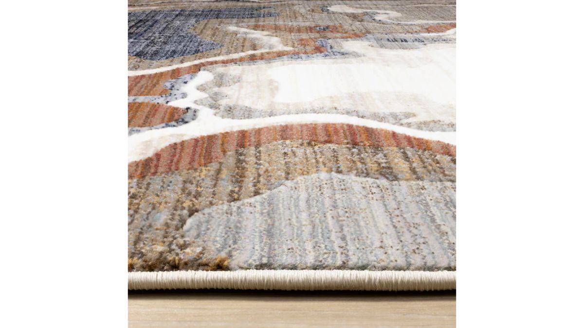 Samira Beige Brown Blue Acrylic Pour Rug