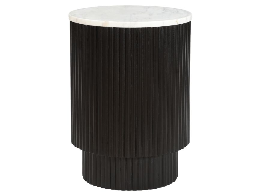 Reyna Round Accent Table with Storage in Black and White