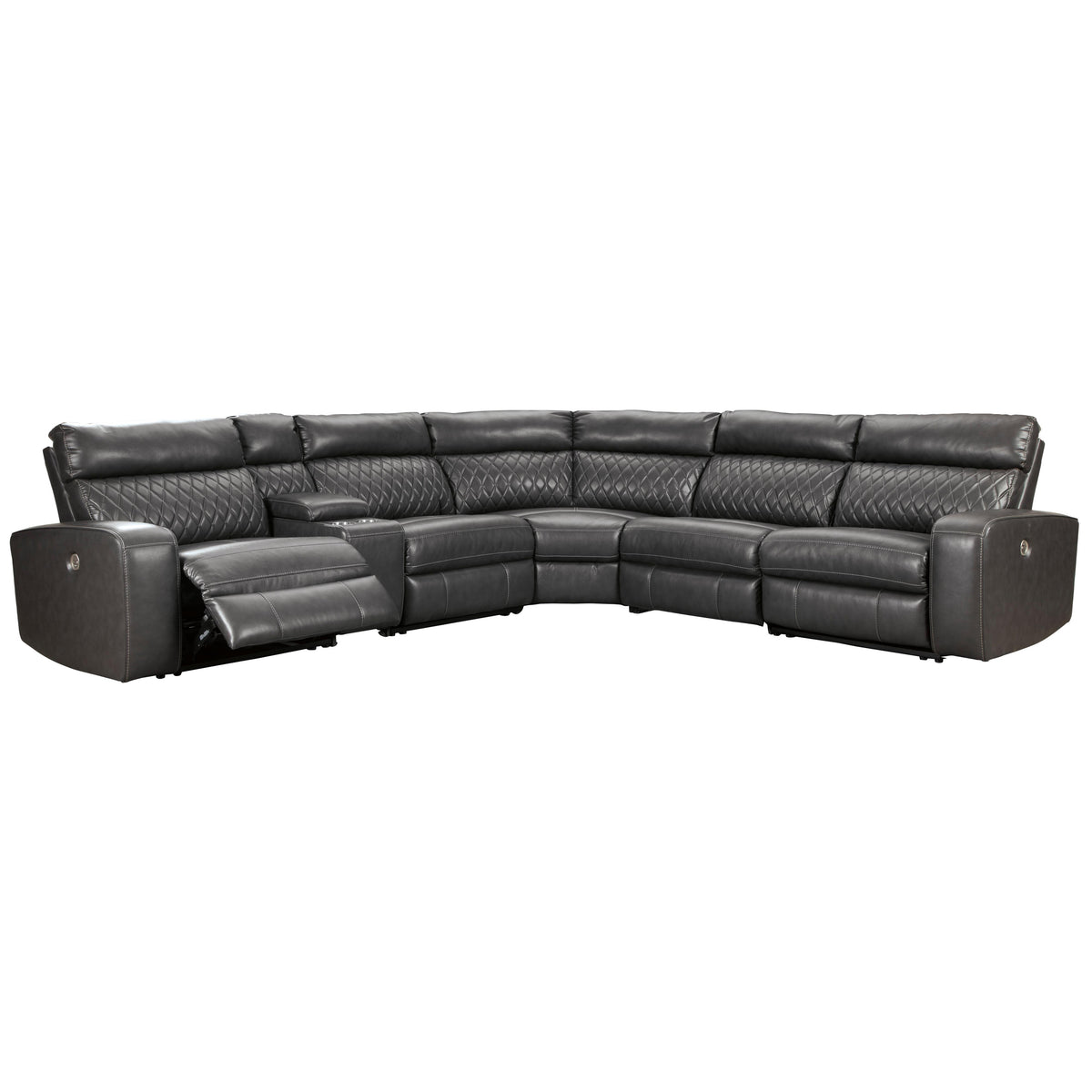  Signature Design by Ashley Samperstone Power Reclining Leather Look 6 pc Sectional 5520358/5520357/5520319/5520377/5520346/5520362 IMAGE 1