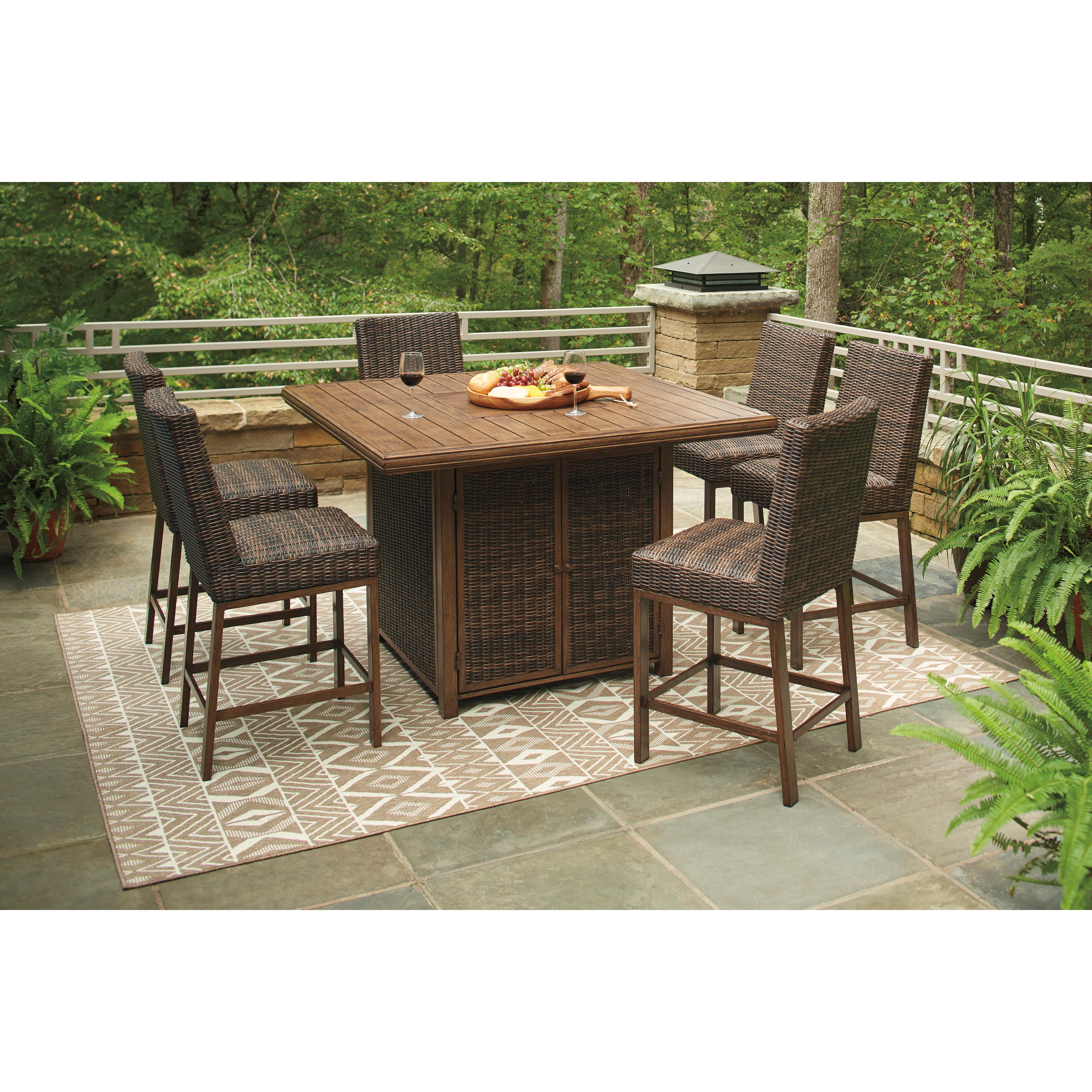  Signature Design by Ashley Paradise Trail P750-665 Square Bar Table with Fire Pit IMAGE 15